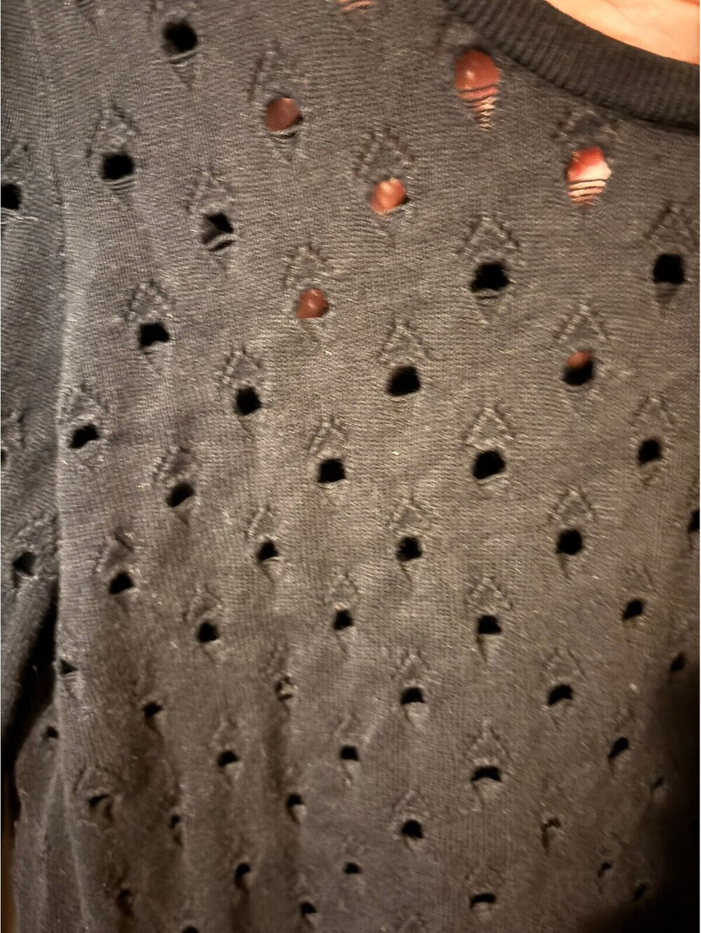 Rock & Republic Black Long Sleeve Eyelet Sweater Size S - Picture 3 of 3
